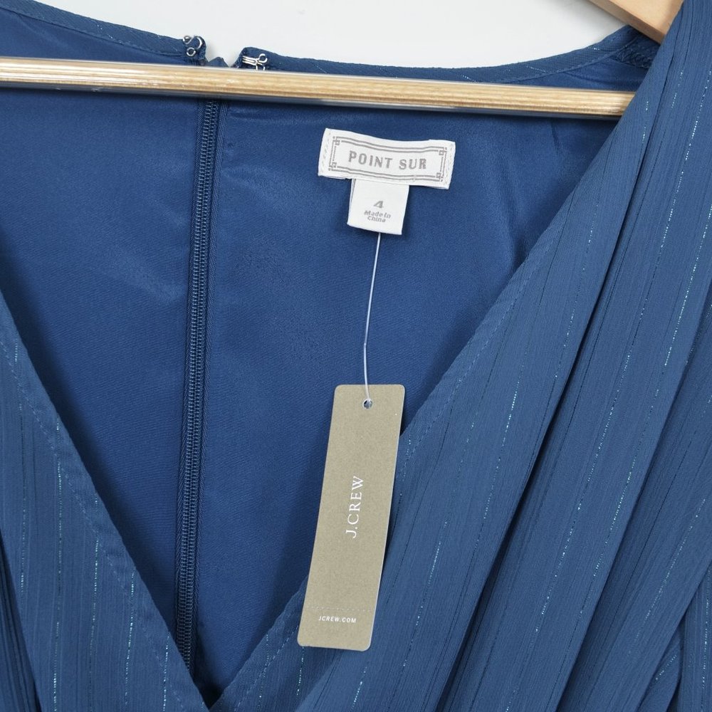 Point Sur J. Crew Faux-Wrap Crinkle Chiffon Dress - Picture 6 of 8